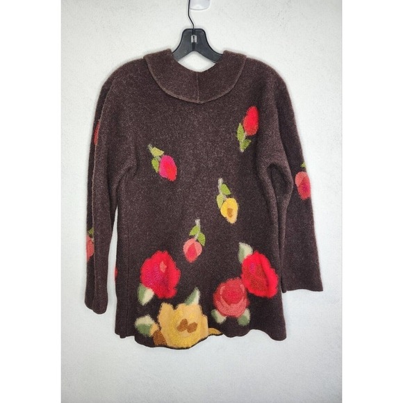 VTG Susan Bristol Hand Embroidered Wool Cardigan Jacket Women's Size Medium - Picture 3 of 10